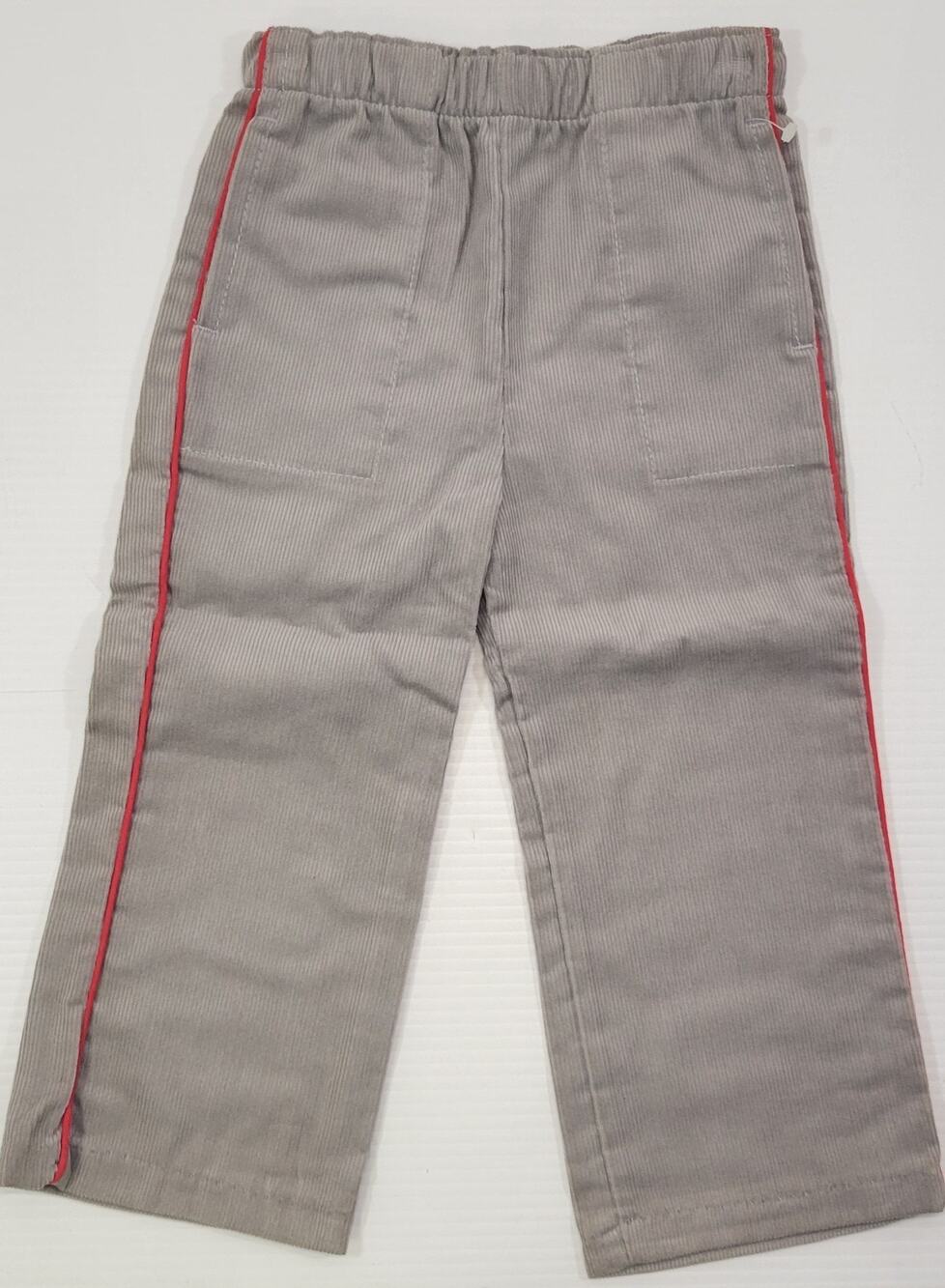 G) Vintage Health-tex Boys Gray Red Corduroy Pants Size 3T Cotton Polyester